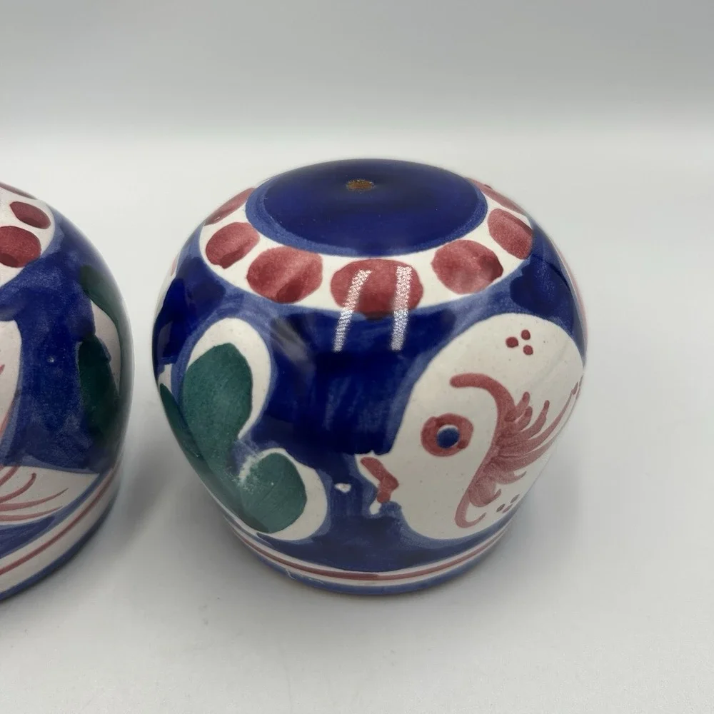 Vietri Solimene Salt & Pepper Shakers Blue With Fish Made In Italy